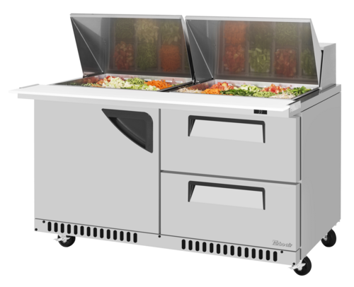 Turbo Air TST-60SD-24-D2R(L)-FB-N Super Deluxe Sandwich Salad Mega Top Unit Front Breathing 60 Inch Stainless Steel