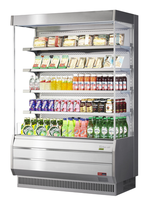 Turbo Air TOM-50S-N Vertical Open Display Merchandiser 16.5 cu ft Capacity Self Cleaning Condenser LED Lighting