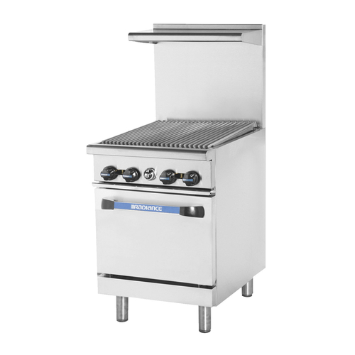 Turbo Air TAR-24RB Radiance Heavy Duty Range Natural Gas 4 Burner Radiant Broiler Thermostatic Control