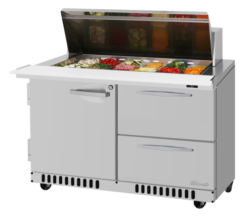 Turbo Air PST-48-18-D2R(L)-FB-N PRO Series Mega Top Sandwich Salad Prep Table Stainless Steel 48 Inch