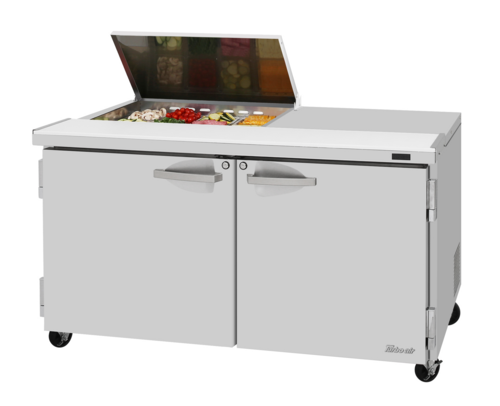 Turbo Air PST-60-08S-N-FL PRO Series Sandwich Salad Prep Work Station Flat Lid 16 cu ft 8 Pan Stainless Steel