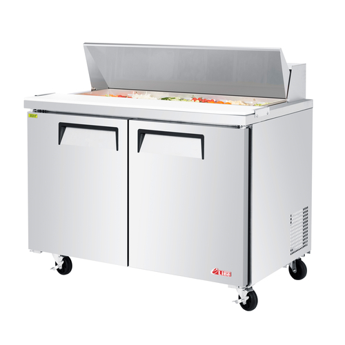 Turbo Air EST-48-N-V E-line Sandwich Salad Unit 48 inch Two Section 12 cu ft with Solid Doors and Adjustable Shelves