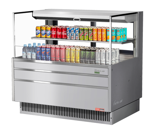 Turbo Air TOM-48L-UFD-S-2S-N Horizontal Open Display Merchandiser 10.2 cu ft Low Profile Self Contained Refrigeration