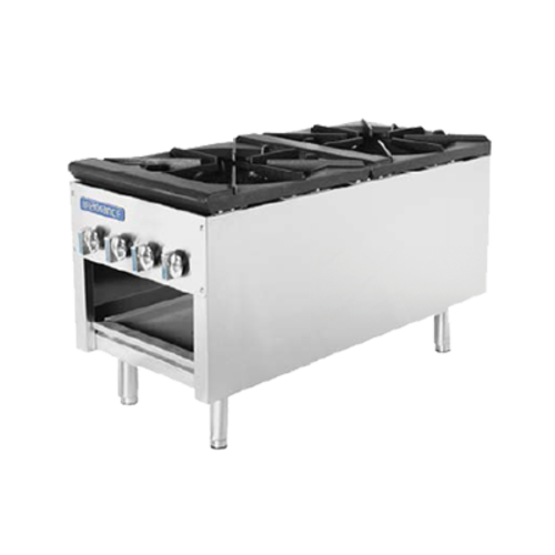 Turbo Air TASP-18-D Radiance Stock Pot Range 18W x 41.5D x 24H 2 Burners Manual Controls Heavy Cast Iron Grates
