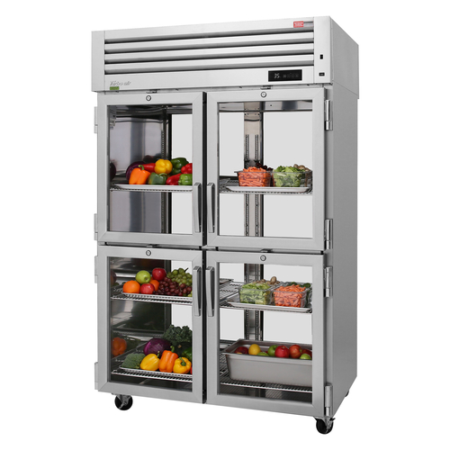 Turbo Air PRO-50-4R-G-PT-N PRO Series Refrigerator Pass-Thru Two-Section 50 Cu Ft Capacity with Glass Doors