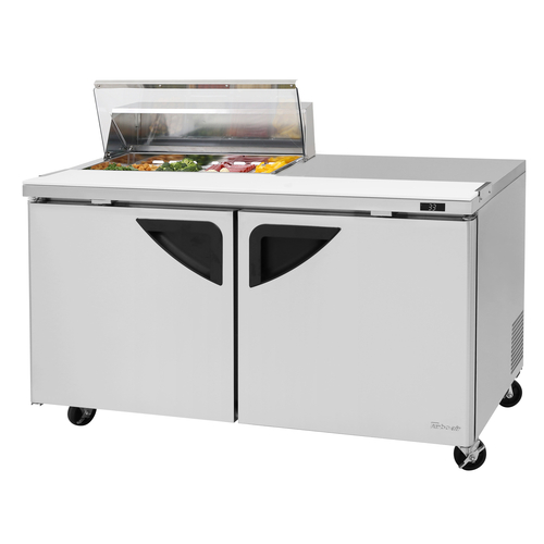 Turbo Air TST-60SD-08S-N-CL Super Deluxe Sandwich Salad Unit 19 cu ft Clear Top 8 Pan Stainless Steel Doors