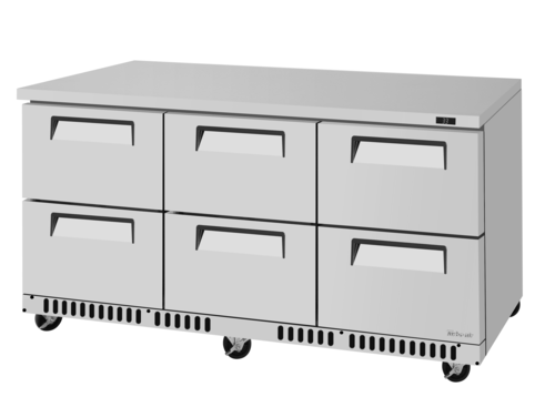 Turbo Air TUR-72SD-D6-FB-N Super Deluxe Series Undercounter Refrigerator 17.6 cu ft Stainless Steel 6 Drawers