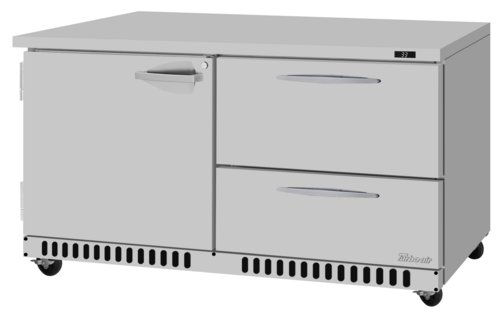 Turbo Air PUR-60-D2R(L)-FB-N PRO Series Undercounter Refrigerator 14.8 cu ft Front Breathing 60 inch Solid Door