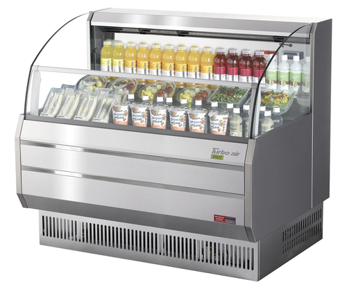 Turbo Air TOM-50SS-N Horizontal Open Display Merchandiser 8.9 cu ft Capacity Self Cleaning Condenser LED Lighting