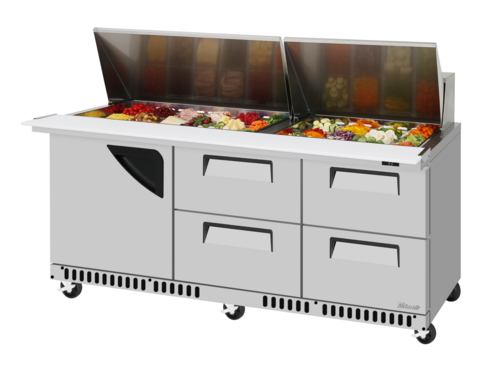 Turbo Air TST-72SD-30-D4R Super Deluxe Sandwich Salad Mega Top Unit Front Breathing 72 Inch Stainless Steel