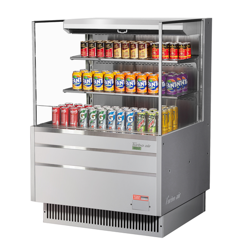 Turbo Air TOM-36L-UF-S-3S-N Horizontal Open Display Merchandiser 11.1 cu ft Low Profile Self Contained Refrigeration