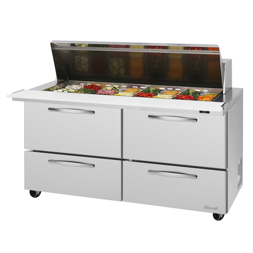 Turbo Air PST-60-24-D4-N PRO Series Mega Top Sandwich Salad Prep Table 19 cu ft 24 Pan Top 4 Drawers Stainless Steel