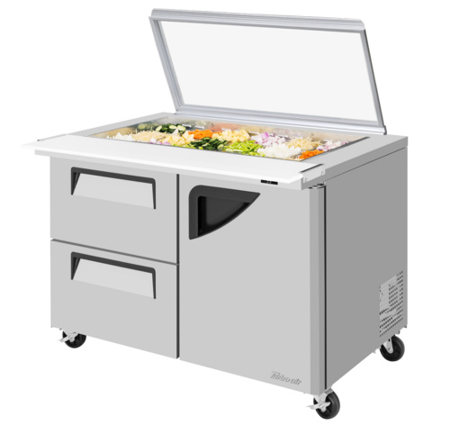 Turbo Air TST-48SD-18-D2R-N-GL Super Deluxe Sandwich Salad Mega Top Unit with Glass Lid 48 inch Stainless Steel