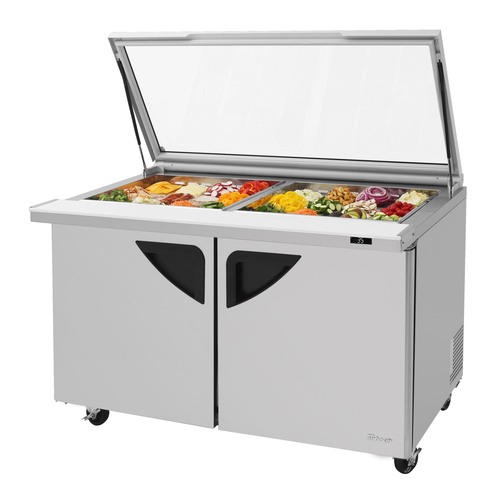 Turbo Air TST-60SD-24-N-GL Super Deluxe Sandwich Salad Mega Top Unit with Glass Lid 19 cu ft Stainless Steel