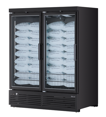 Turbo Air TJMI-55SDW-B Super Deluxe Jumbo Ice Merchandiser 60 cu ft Capacity with Heated Glass Doors and LED Lighting