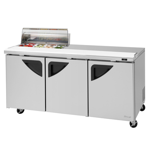 Turbo Air TST-72SD-08S-N-CL Super Deluxe Sandwich Salad Unit 72 inch with Clear Top and Stainless Steel Doors