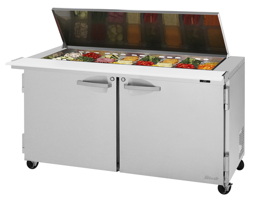 Turbo Air PST-60-24-N-FL PRO Series Mega Top Sandwich Salad Prep Table 24 Pan 19 Cu Ft Stainless Steel