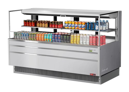 Turbo Air TOM-72L-UFD-S-2S-N Horizontal Open Display Merchandiser 15.8 cu ft Capacity Self Contained Refrigeration