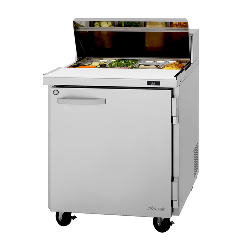Turbo Air PST-28-N PRO Series Sandwich Salad Prep Table 7 cu ft 27W x 30D x 37H with 8 Pans and Locking Door