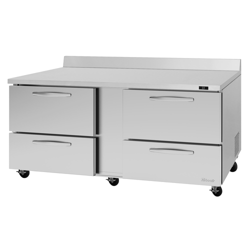 Turbo Air PWR-72-D4-N PRO Series Refrigerated Work Top 72 inch Two Section 18.8 cu ft Self Cleaning Condenser