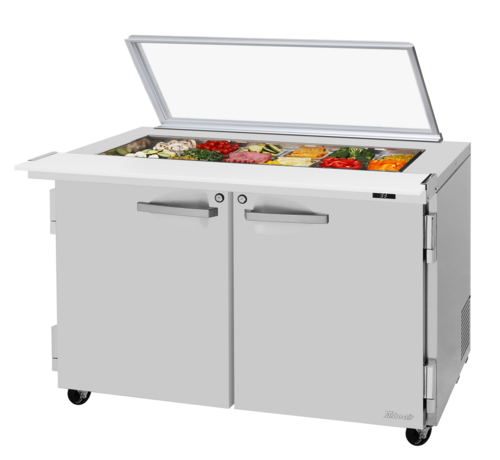 Turbo Air PST-48-18-N-GL PRO Series Mega Top Sandwich Salad Prep Table with Glass Lid 48 inch