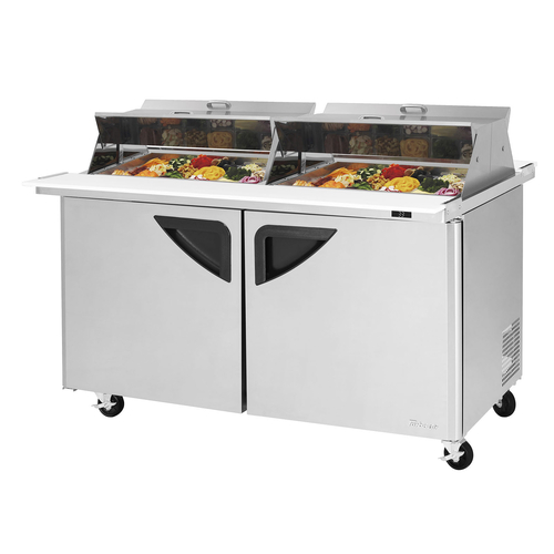 Turbo Air TST-60SD-24-N-DS Super Deluxe Sandwich Salad Mega Top Unit Dual Sided Lids 19 cu ft Stainless Steel