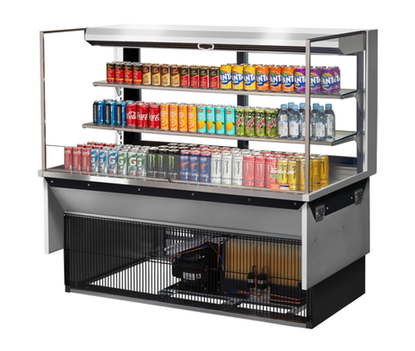 Turbo Air TOM-60L-UFD-S-3SI-N Drop-In Horizontal Open Display Case 19.3 cu ft Low Profile Self Contained Refrigeration