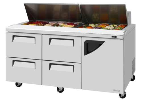 Turbo Air TST-72SD-D4R-N Super Deluxe Sandwich Salad Unit 72 inch Stainless Steel 23 cu ft Refrigeration System