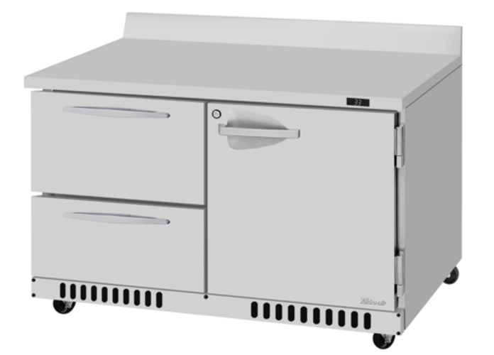Turbo Air PWR-48-D2R(L)-FB-N PRO Series Worktop Refrigerator Front Breathing 48 inch Two Section 9.8 cu ft Capacity