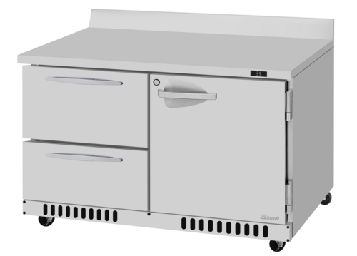 Turbo Air PWR-48-D2R(L)-FB-N PRO Series Worktop Refrigerator Front Breathing 48 inch Two Section 9.8 cu ft Capacity