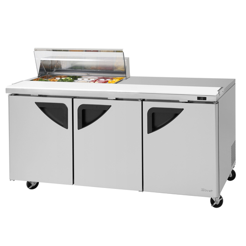 Turbo Air TST-72SD-10S-N-CL Super Deluxe Sandwich Salad Unit 72 Inch Stainless Steel 10 Pan Clear Top