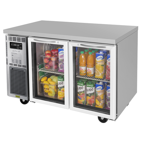 Turbo Air JUR-48-G-N J Series Glass Door Undercounter Refrigerator 47-1/4W x 27-1/2D x 28-3/4H 10.66 cu ft