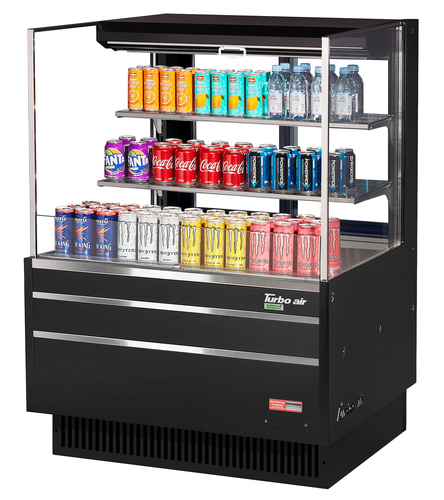 Turbo Air TOM-36L-UFD-WB3S-N Horizontal Open Display Merchandiser 11.1 cu ft Capacity Self Cleaning Condenser