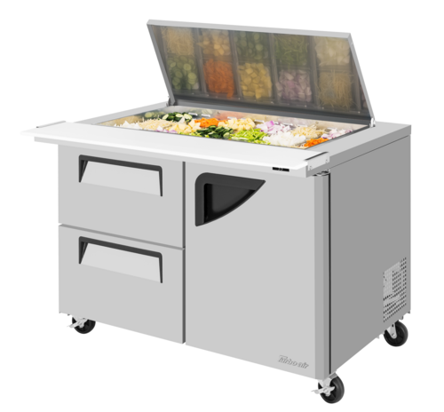 Turbo Air TST-48SD-18-D2R-N-FL Super Deluxe Mega Top Sandwich Salad Prep Table 48 Inch 18 Pan Capacity