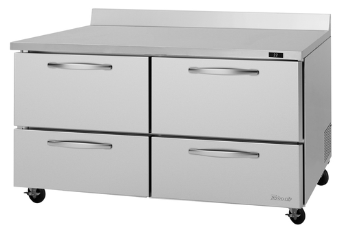 Turbo Air PWR-60-D4-N PRO Series Refrigerated Work Top 15.5 cu.ft Capacity Self Cleaning Condenser 4 Drawers