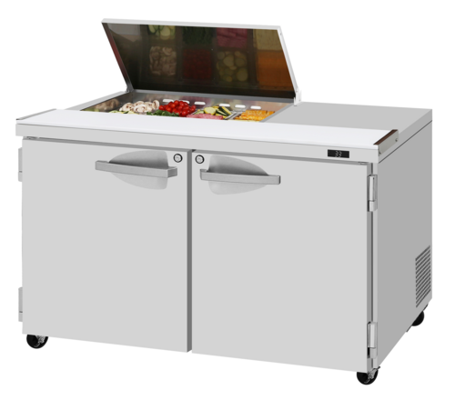 Turbo Air PST-48-08S-N-FL PRO Series Sandwich Salad Prep Work Station Flat Lid 15 cu ft 48 inch Width
