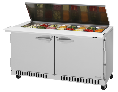 Turbo Air PST-60-24-FB-N-FL PRO Series Mega Top Sandwich Salad Prep Table 60 inch Stainless Steel 14.8 cu ft