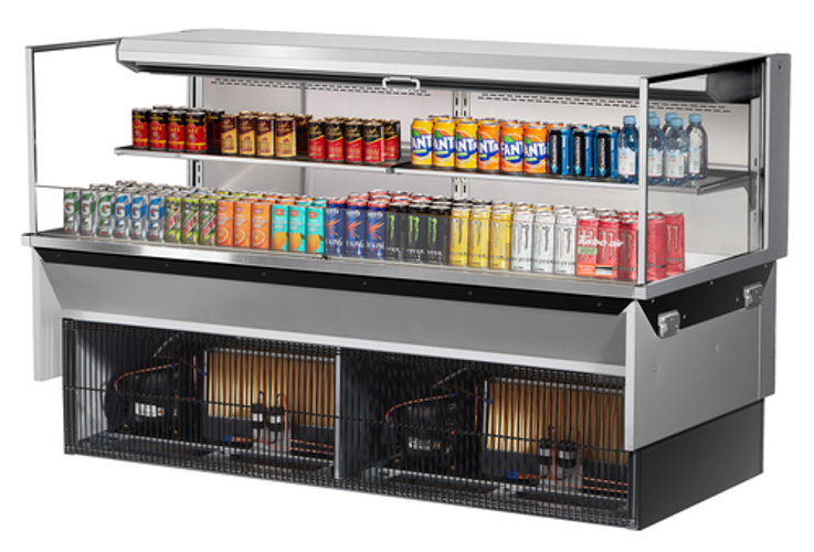 Turbo Air TOM-72L-UF-S-2SI-N Drop-In Horizontal Open Display Case 15.8 cu ft Self-Contained Refrigeration