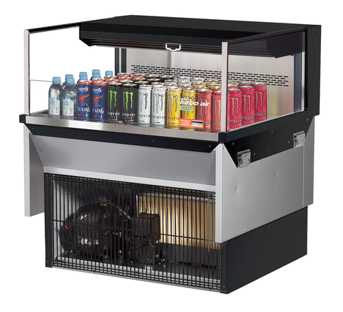 Turbo Air TOM-36L-UF-WB1SI-N Drop-In Horizontal Open Display Case 46 cu ft Self Contained Refrigeration
