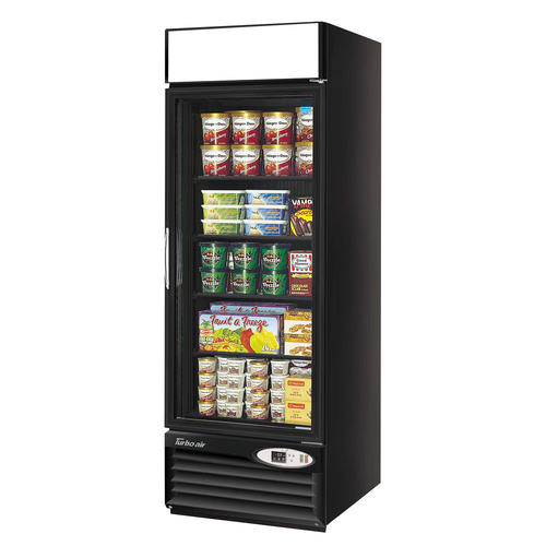 Turbo Air TGF-23FAB-N Glass Door Merchandiser Swing Door Freezer 17.7 Cu Ft Capacity Black Exterior