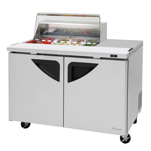 Turbo Air TST-48SD-08S-N-CL Super Deluxe Sandwich Salad Unit 15 cu ft Clear Top 8 Pan Stainless Steel Doors