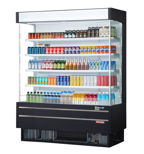 Turbo Air TOM-60SEW(B) Vertical Air Curtain Open Display Merchandiser 26.5 cu ft Capacity Self Contained Refrigeration