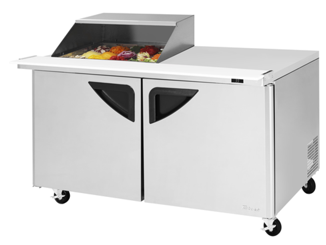 Turbo Air TST-60SD-12M-N-SL Super Deluxe Sandwich Salad Mega Top Unit Slide Back Lid Two Section 19 Cu Ft