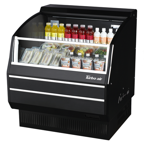 Turbo Air TOM-40SB-SP Open Display Merchandiser Slim Profile Solid Side Panel 6.7 cu ft Black 115v 60Hz