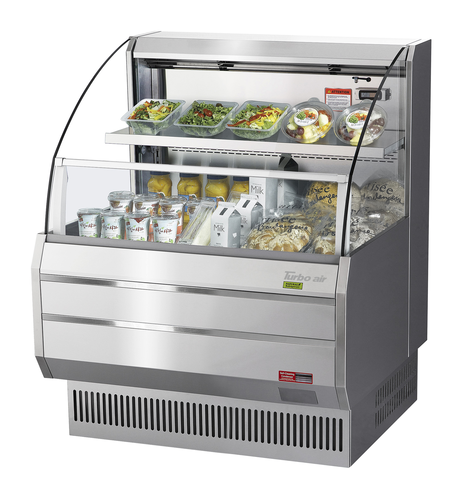 Turbo Air TOM-30LS-N Horizontal Open Display Merchandiser Low Profile 5.1 cu ft Capacity Self Cleaning Condenser
