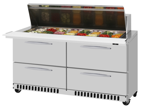 Turbo Air PST-60-24-D4-FB-N PRO Series Mega Top Sandwich Salad Prep Table 60 inch Stainless Steel 14.8 cu ft