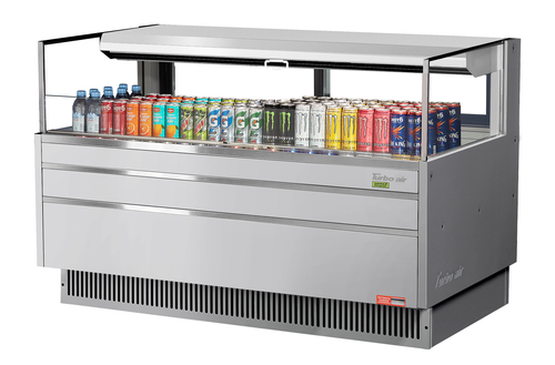 Turbo Air TOM-60L-UFD-S-1S-N Horizontal Open Display Merchandiser 8 cu ft Low Profile Self Contained Refrigeration