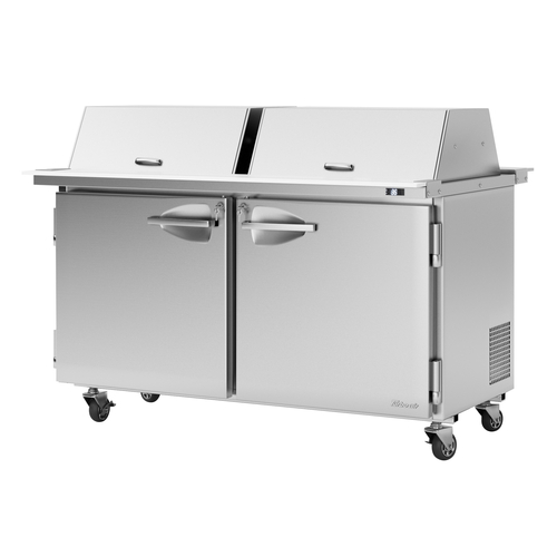 Turbo Air PST-60-24-N-DS PRO Series Mega Top Sandwich Salad Prep Table Dual Sided Lids 60 inch 24 Pan Capacity