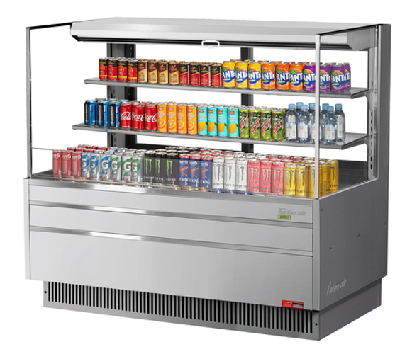 Turbo Air TOM-60L-UFD-S-3S-N Horizontal Open Display Merchandiser 19.3 cu ft Low Profile Self Contained Refrigeration