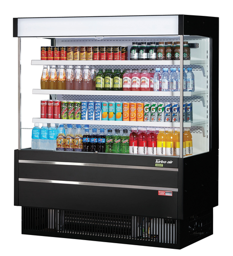 Turbo Air TOM-50MSEW(B) Vertical Air Curtain Open Display Merchandiser 13.8 cu ft Self Contained Refrigeration